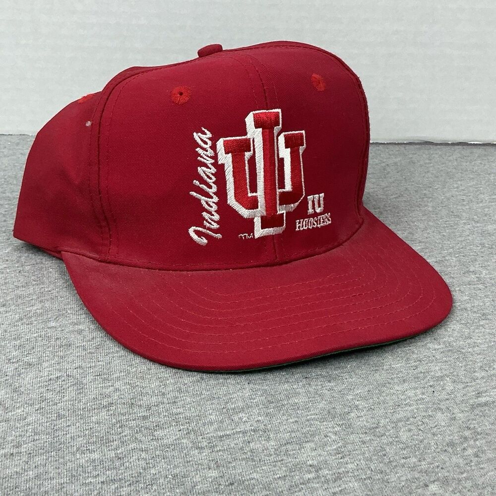 VTG Indiana Hoosiers Snapback Hat Red NCAA Front Row 90s College Cap